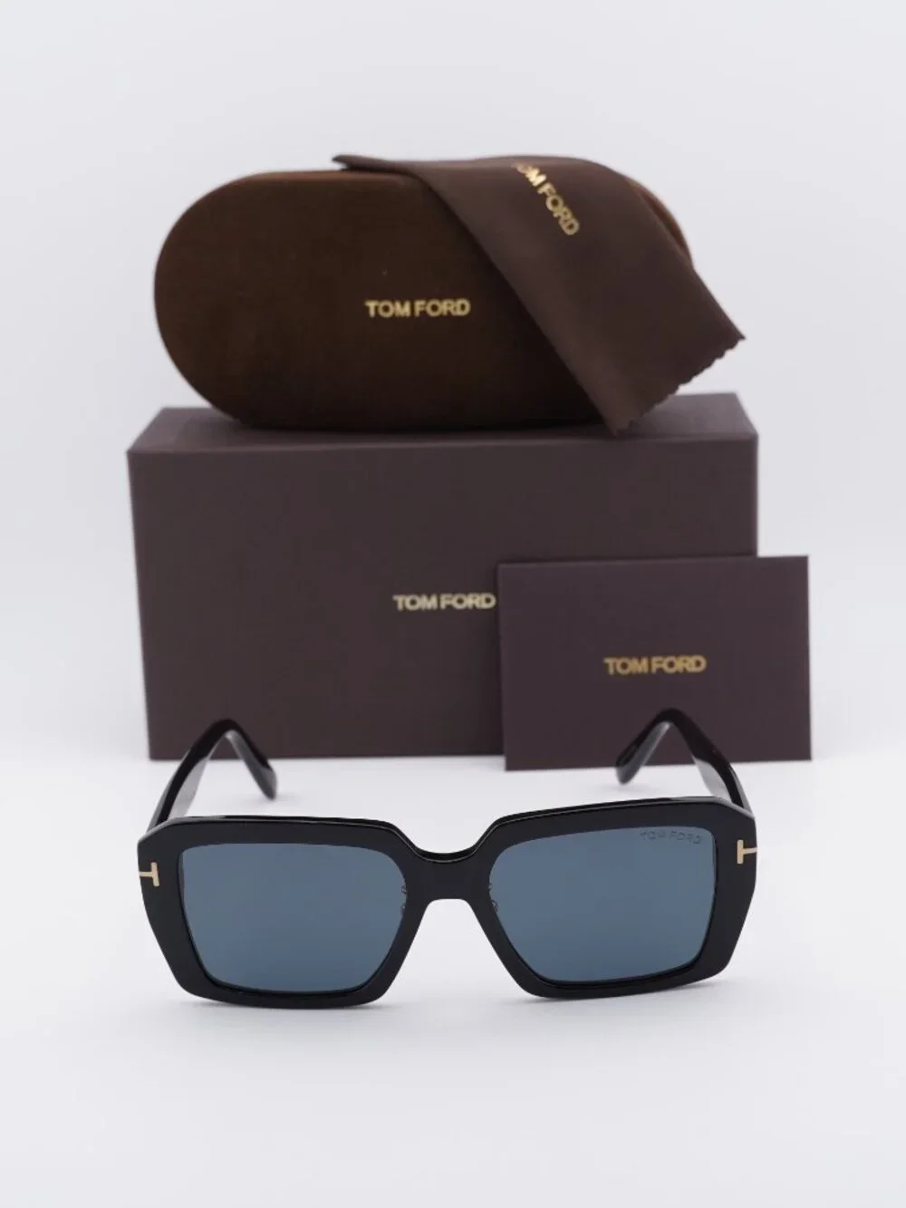 Tom Ford FT1164-K 01A Square Sunglasses - Shiny Black/Smoke